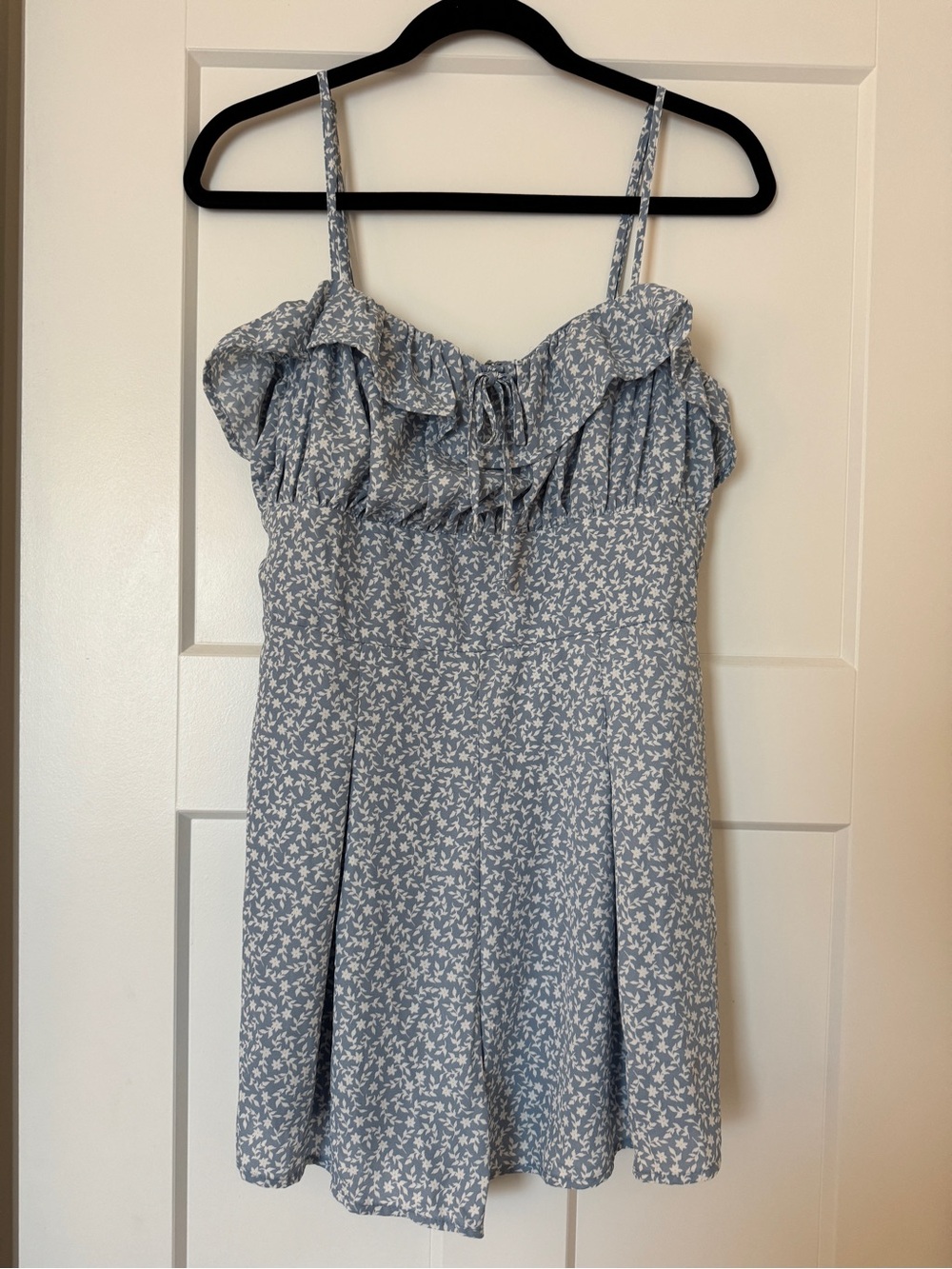 Blue Floral Ruffle Romper